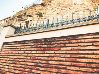 Brick wall  in summer day. Close-up view