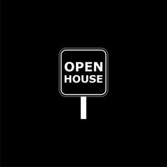 Open House sign icon or logo on dark background