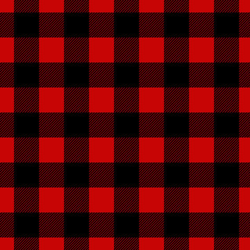 Seamless vector plaid, lumberjack, check pattern black and red. Design for wallpaper, fabric, textile, wrapping. Simple background