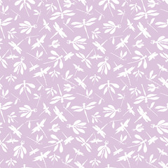 Abstract dragonfly silhouettes vector seamless texture.