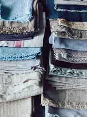 Stack of napkins, tablecloth and fabrics