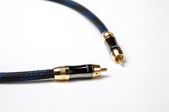 spdif digital audio coaxial cable on white background