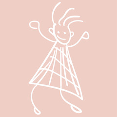 Girl in the style of childrens drawings