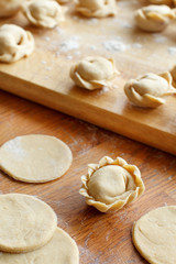 Preparation of pelmeni, ravioli, dumplings