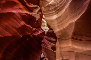 Beautiful view of the sand walls inside the Antelope Canyon 