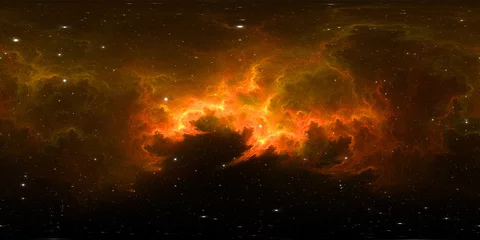 360-Grad-Weltraumnebel-Panorama, gleichwinklige Projektion, Umgebungskarte. Sphärisches HDRI-Panorama. Weltraumhintergrund mit Nebel und Sternen © Peter Jurik
