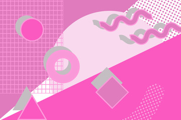 Modern and stylish digital geometric pink background with different shapes.	