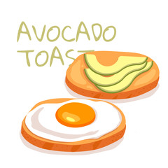 Illustration of simple avocado toasts breakfast on white background. can be used for cards and posters or other your designs ideas