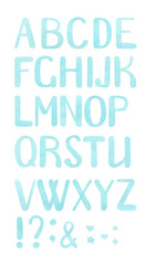 Hand drawn alphabet. Isolated in white background
