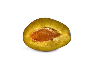  Half of the plum isolated on white background