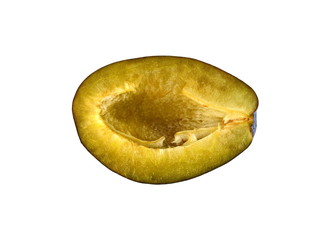  Half of the plum isolated on white background
