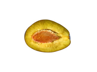  Half of the plum isolated on white background