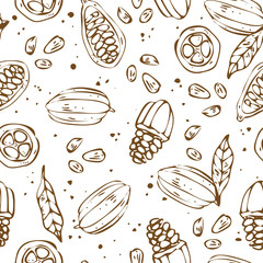 Hand drawn cocoa seamless pattern, vector