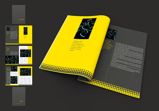 Yellow and Gray Brochure Layout with Dot Pattern