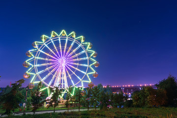 The Ferris wheel, Night, Novosibirsk, Russia