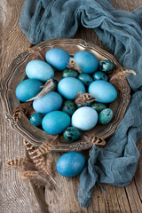 Easter still life with colorfull eggs