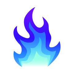 Blue fire icon Flat fire flame vector illustration. blue flame or campfire isolated on white.