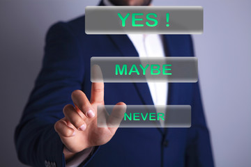 businessman hand yes never maybe