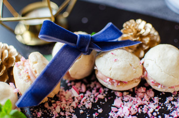 French Macaron with Blue Ribbon