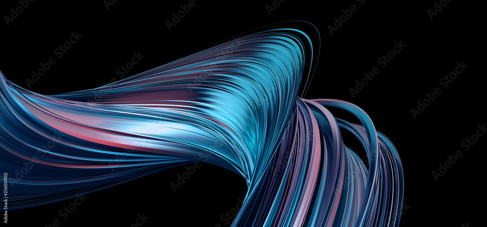 Fototapete abstract 3d rendering of twisted lines. modern background design, illustration of a futuristic shape