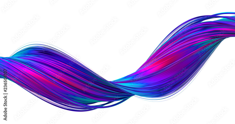 Poster abstract 3d rendering of twisted lines. modern background design, illustration of a futuristic shape