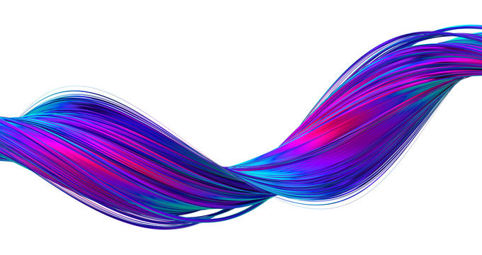 Abstract 3d rendering of twisted lines. Modern background design, illustration of a futuristic shape