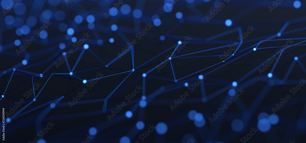 Poster abstract 3d rendering of technological surface. modern background design, network concept
