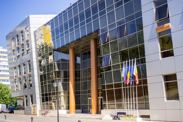The District 2 City Hall building near Obor Market, Bucharest, Romania