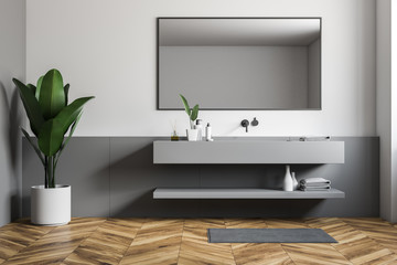 White and gray bathroom, gray sink