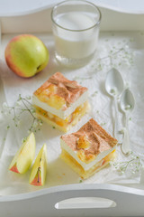 Closeup of homemade apple pie made of fresh ingredients