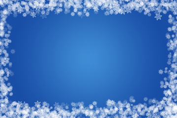 Fondo azul de copos de nieve.