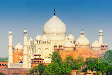 Fototapeta na wymiar The Taj Mahal, one of the architectural wonders of the world, Agra, Uttar Pradesh, India.