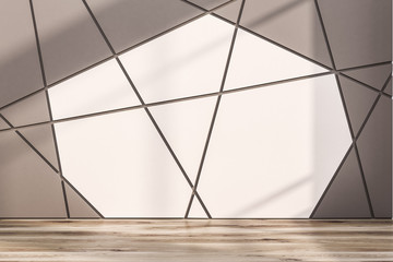 White and beige geometric wall pattern
