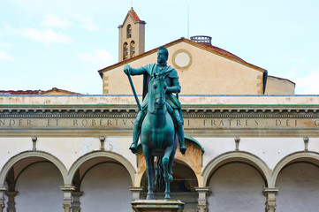 Statue of Ferdinando I de Medici, Grand Duke of Tuscany, located in the Piazza della Santissima Annunziata in Florence, Italy