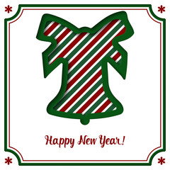 Paper art of the Christmas bell symbol. Vector illustration. Bell icon with cutout from paper effect.