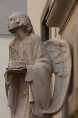 Stone Statue. Upper town of Bergamo, Italy