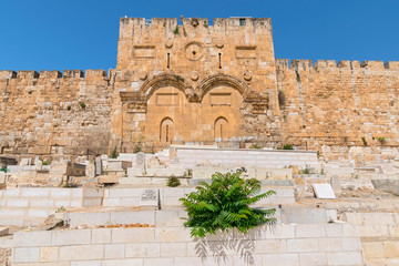 The Golden Gate (Gate of Mercy) on the eastern wall of the Temple Mount in Jerusalem, Israel.