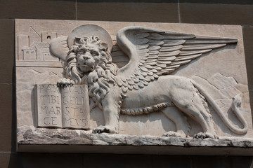 Venetian winged lion bas-relief in bergamo, Italy