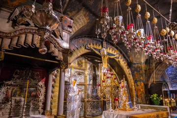 Golgotha in Aramic, Calvary in Latin The 12th Station of the Via Dolorosa at the Church of the Holy...