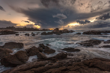sunset in the galician coast