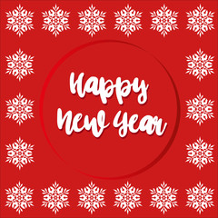 Fototapeta na wymiar Happy New Year 2019 hand-lettering text on red background 4