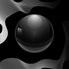Futuristic technology space style. Abstract particles background with sphere shapes. Sphere with glares and highlights. Vector illustration with transparencies, gradient and effects.