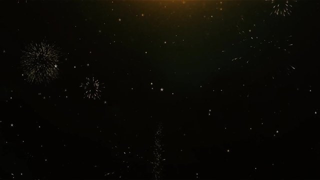 March Text Sparks Particles Reveal from Golden Firework Display explosion 4K. Greeting card, Celebration, Party Invitation, calendar, Gift, Events, Message, Holiday, Wishes Festival .