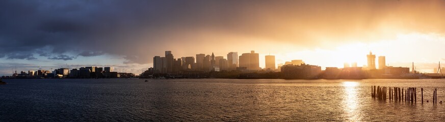 Striking panoramic cityscape of a modern Downtown City during a vibrant sunset. Taken from LoPresti...