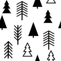 Set of simple Christmas patterns. color illustration of Christmas trees. flat design. winter