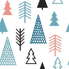 Set of simple Christmas patterns. color illustration of Christmas trees. flat design. winter