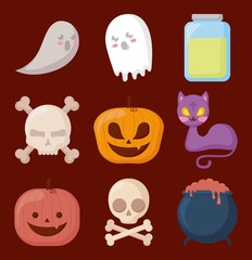 halloween celebration set icons