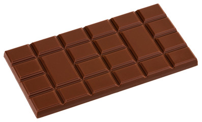 Milk chocolate bar isolated on white background  with clipping path