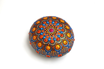 Beautiful mandala painted on a stone