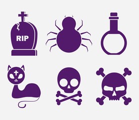 halloween celebration set icons